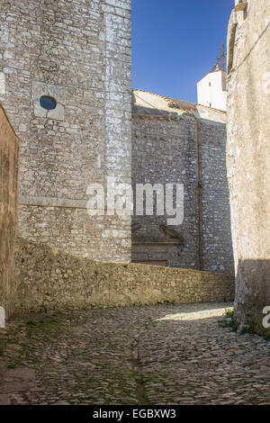 Erice Burg Wände Straße Tag Stockfoto