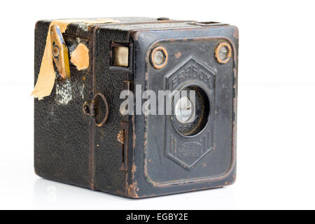 Vintage-Kamera, eine 1939-43 Kodak Six-20 Brownie Junior Box Kamera. 620 wurde die verwendete Filmgröße verwendet. Das war das beliebte Portrait Model. Stockfoto