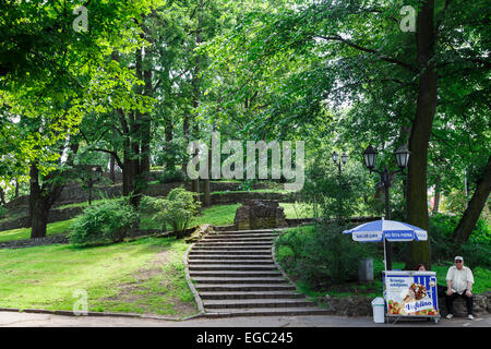 Eis Verkäufer in Bastejkalns (Bastion Hill) Park, Riga, Lettland Stockfoto