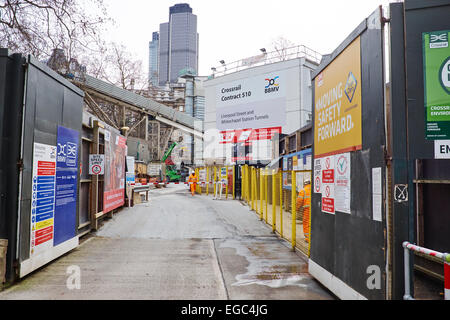 Baustelle der Liverpool Street & Whitechapel Tunnel Crossrail Finsbury Circus London UK Stockfoto