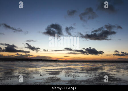 Sonnenuntergang, Hilbre, Insel, Dee, Mündung, Wirral, Wales, Abend, Licht Stockfoto