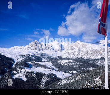 Die Odle Geislerspitzen einschließlich der Pitla Fermeda und die Gran Fermeda Selva Val Gardena Dolomiten Italien Stockfoto