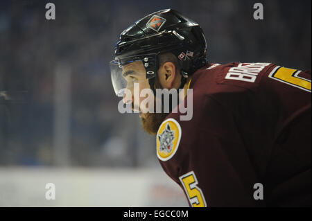 Rosemont, Illinois, USA. 22. Februar 2015. Chicago Wolves Mathieu Brodeur (5) in Aktion während der American Hockey League-Spiel zwischen den Chicago Wolves und die San Antonio Rampage in der Allstate Arena in Rosemont, Illinois. Patrick Gorski/CSM/Alamy Live-Nachrichten Stockfoto