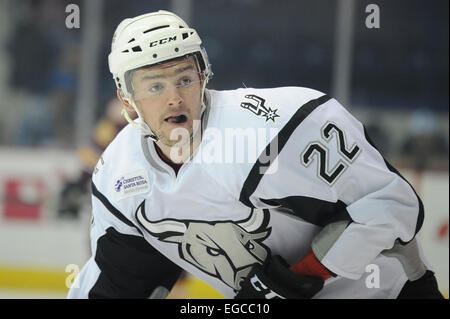 Rosemont, Illinois, USA. 22. Februar 2015. San Antonio Rampage Logan Shaw (22) in Aktion während der American Hockey League-Spiel zwischen den Chicago Wolves und die San Antonio Rampage in der Allstate Arena in Rosemont, Illinois. Patrick Gorski/CSM/Alamy Live-Nachrichten Stockfoto