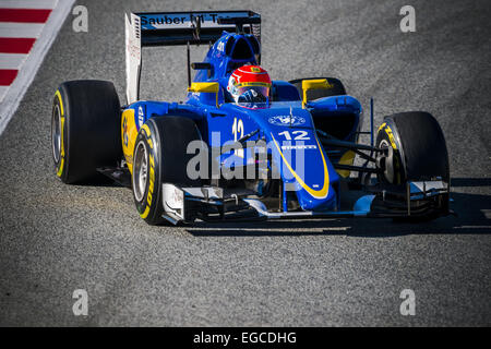 Barcelona, Katalonien, Spanien. 22. Februar 2015. FELIPE NASR (BRA) treibt eine Sauber tagsüber 04 von Formel1 Vorsaisontests am Circuit de Barcelona-Catalunya-Credit: Matthias Oesterle/ZUMA Wire/ZUMAPRESS.com/Alamy Live News Stockfoto