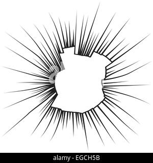 Radiale Risse auf weißen Glasscherben. Vektor-illustration Stockfoto