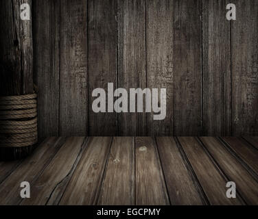 Alte hölzerne Szene als Piraten-Design-Hintergrund Stockfoto