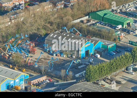 Eine Luftaufnahme von einigen leichten industriellen Einheiten Tyldesley, Wigan, Greater Manchester Stockfoto