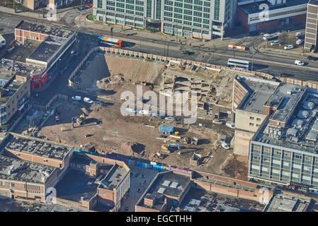 Luftaufnahme des Gebäudes Sanierung bei Charta Zeile, Sheffield Stockfoto