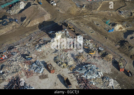 Luftaufnahme von einem Abriss-Bereich auf einer Baustelle in Westwood, St. Peter, Kent Stockfoto