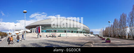 Atlantico Pavillon (Pavilhão Atlântico) AKA Altice oder MEO Arena im Park der Nationen (Parque das Nações), durch Regino Cruz für die Expo 98. Lissabon, Portugal. Stockfoto