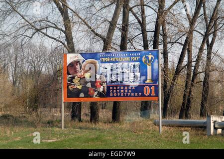 Vorfall von Tschernobyl, Wald innerhalb des eingeschränkten Zugangs kontaminierte Fläche von 30 Kilometern rund um den Ort der Katastrophe Stockfoto