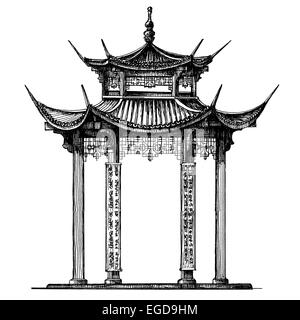 Asien, Korea, Japan, China. religiöse Architektur auf weißem Hintergrund Stockfoto