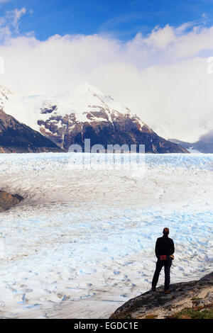 Chile, Patagonien, Torres del Paine Nationalpark (UNESCO-Website), See und Gletscher grau Stockfoto