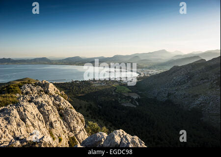 Blick auf Port de Pollenca, Mallorca, Spanien Stockfoto