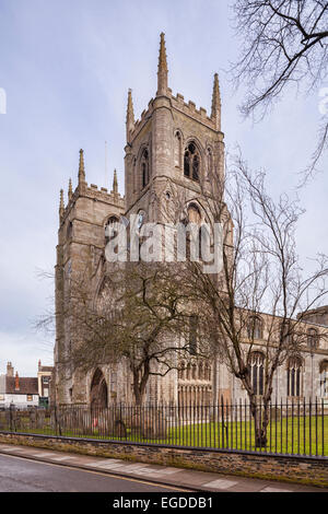 King's Lynn Minster oder St Margarets Kirche, King's Lynn, Norfolk, im Winter. Stockfoto