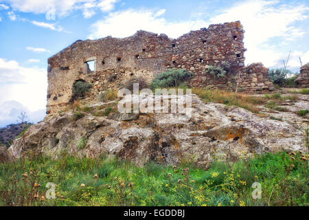 Ruinen des byzantinischen Klosters St. Retter der Placa, S. Salvatore della Placa in Sizilien, Francavilla Stockfoto