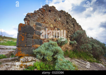 Ruinen des byzantinischen Klosters St. Retter der Placa, S. Salvatore della Placa in Sizilien, Francavilla Stockfoto