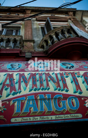 Restaurant Schild, El Caminito, La Boca, Buenos Aires, Argentinien Stockfoto