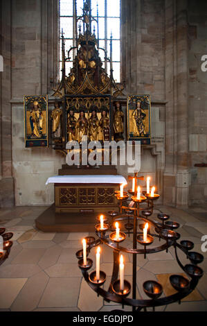 Innenraum der St.-Georgs-Kathedrale, Dinkelsbühl, Franken, Bayern, Deutschland Stockfoto