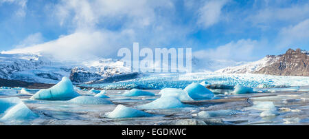 Jökulsárlón Eisberg Lagune und Vatnajökull-Gletscher-Panorama-Island-Europa Stockfoto