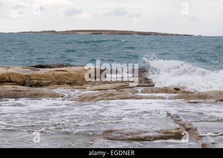 Salinen in der Nähe von Qbajjar in Gozo, Malta Stockfoto