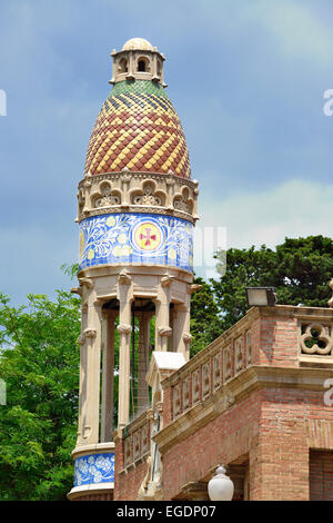 Hospital De La Santa Creu ich Sant Pau, Krankenhaus, Architekt Lluis Domenech ich Montaner, UNESCO World Heritage Site Hospital de Sant Pau, katalanischen Modernisme Architektur, Jugendstil, Barcelona, Katalonien, Spanien Stockfoto