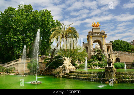 Brunnen im Parc De La Ciutadella, Stadtpark, La Ribera, Barcelona, Katalonien, Spanien Stockfoto
