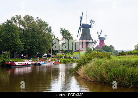 Mühlen von Greetsiel, Niedersachsen, Deutschland, Europa Stockfoto