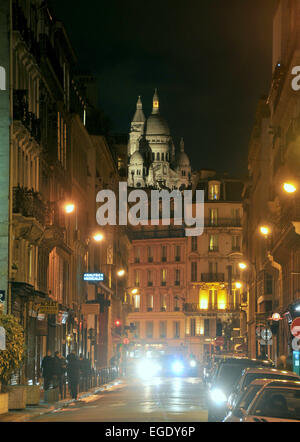 Stadt unter der Sacre Coeur, Montmartre, Paris, Frankreich Stockfoto