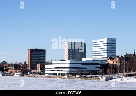 Die Innenstadt von Umeå, Schweden im Winter Stockfoto