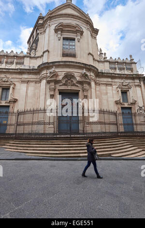 Via Crociferi Straße nach San Benedetto, Sakralarchitektur in Catania, Sizilien, Italien. Italienischen Tourismus, Reisen und Hol Stockfoto