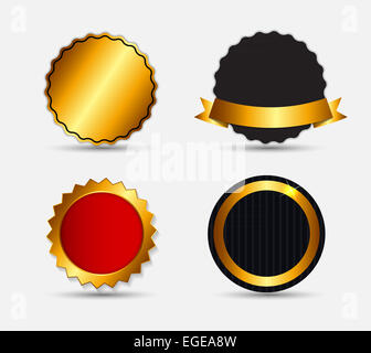 Gold Label-Vorlage-Vektor-Illustration-Set Stockfoto