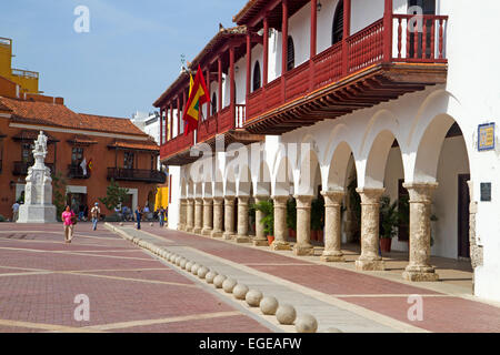 Plaza De La Aduana in Altstadt Cartagenas Stockfoto