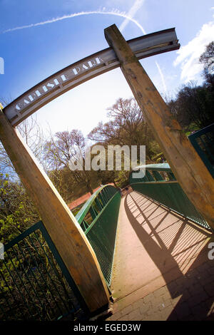 Eingang zum Carlisle Park, Morpeth, Northumberland Stockfoto