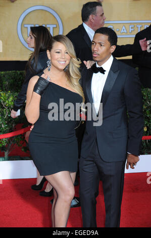 LOS ANGELES, CA - 18. Januar 2014: Mariah Carey & Nick Cannon am 20. Awards Annual Screen Actors Guild im Shrine Auditorium. Stockfoto