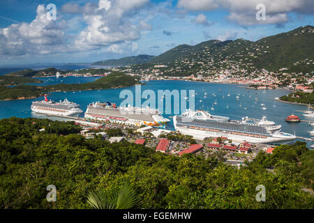 Der Havensight Cruise ship Pier und dock von Paradise Point, Charlotte Amalie, St. Thomas, US Virgin Islands, Karibik. Stockfoto