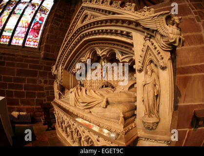 Sarg von Bischof von Chester in Chester Cathedral. Cheshire. UK Stockfoto