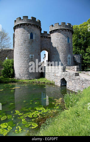 Whittington Castle in der Nähe von Oswestry an der Welsh/Englisch-Grenze wird von der Gemeinde geführt. Stockfoto