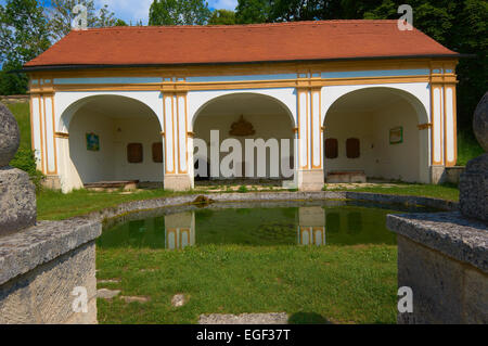 Wessobrunn Abbey (Kloster Wessobrunn), Benediktiner-Kloster in der Nähe von Weilheim, Pfaffenwinkel, Upper Bavaria, Bavaria, Germany Stockfoto