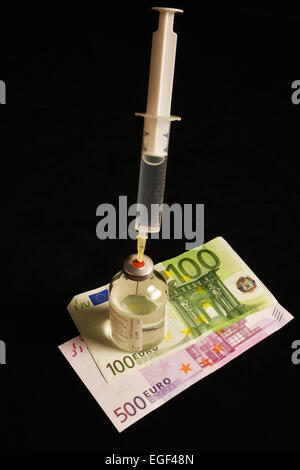 Symbolische Foto im Zusammenhang mit Medizin, Bestechung und Korruption. Stockfoto