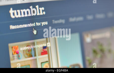Galati, Rumänien, 24. Februar 2015: Nahaufnahme Bild von Tumblr Webseiten auf einem Bildschirm Stockfoto