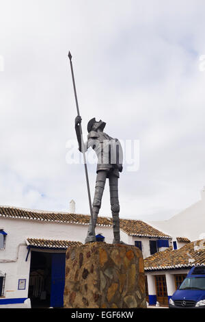 Statue von Don Quijote, Don Quijote in Puerto Lapice, La Mancha, Spanien. Stockfoto