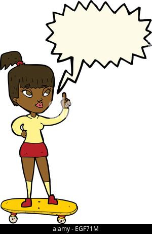 Cartoon-Skater-Girl mit Sprechblase Stock Vektor