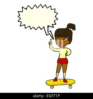 Cartoon-Skater-Girl mit Sprechblase Stock Vektor