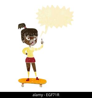 Cartoon-Skater-Girl mit Sprechblase Stock Vektor