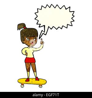 Cartoon-Skater-Girl mit Sprechblase Stock Vektor