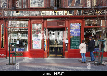 Cafe central Fassade am Plaza del Ángel, Madrid, Spanien. Stockfoto