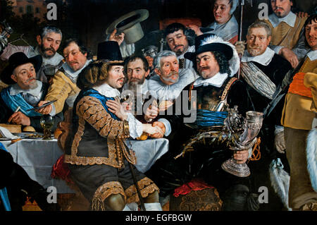 Bankett in der Crossbowmen's Guild in Celebration of the Treaty of Munster 1648 Bartholomeus van der Helst 1613 - Amsterdam 1670 Niederländisch Niederlande ( Detail ) Achtzig Jahre Krieg, Spanisch, Niederländisch, Niederlande, Stockfoto
