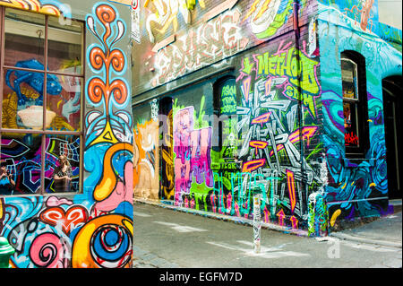 Graffiti in renommierten Hoosier Lane, Melbourne, Australien Stockfoto